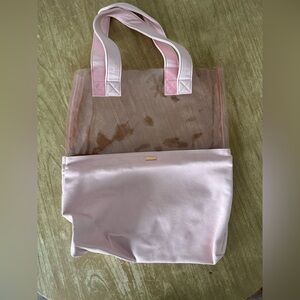 ban.do Large Pink Plastic/Soft Pleather Mixed Media Tote Towel Bag